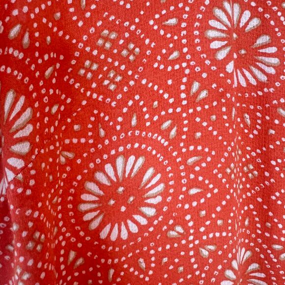 Lucky Brand Shirt Womens Large Orange Bishop Collar Festival Western Floral Boho - Picture 5 of 11